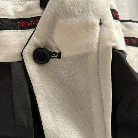 Designed in Italy Wide Leg High Rise Women 32/27 Trouser in Black Red Pinstripe - Picture 9 of 11